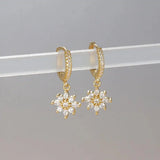 Classic Crystal Drop Earrings in Snowflake Shape