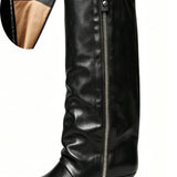 Women's Suede Kitten Heel Knee-High Boots – Roanelle