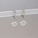 Classic Crystal Drop Earrings in Snowflake Shape