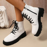Aurora - Women's waterproof white combat boot with zip