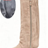 Women's Suede Kitten Heel Knee-High Boots – Roanelle