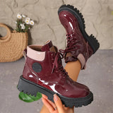 Aria - Women's patent lace-up platform ankle boot