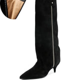 Women's Suede Kitten Heel Knee-High Boots – Roanelle