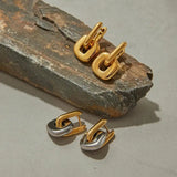 Minimalist Bicolour Oval Earrings in Gold