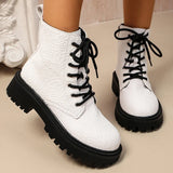 Aurora - Women's waterproof white combat boot with zip