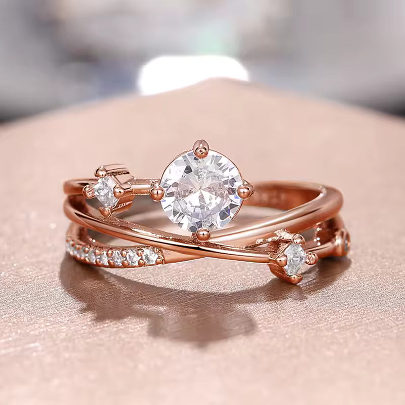 White Gold Starry Sky Zirconium Ring