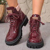 Aria - Women's patent lace-up platform ankle boot