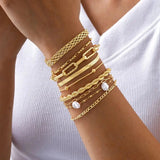 Stackable Bracelet Set with Golden Beads