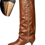 Women's Suede Kitten Heel Knee-High Boots – Roanelle
