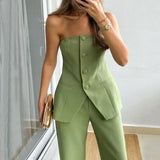 BRIA - Two-Piece Sleeveless Buttoned Ensemble