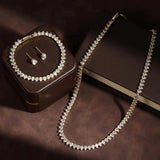 Stunning complete wedding set in clear round cubic zirconia