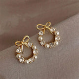 Bow-Shaped Pearl Stud Earrings