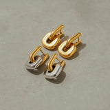 Minimalist Bicolour Oval Earrings in Gold