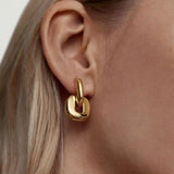 Minimalist Bicolour Oval Earrings in Gold