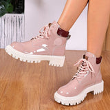 Aria - Women's patent lace-up platform ankle boot