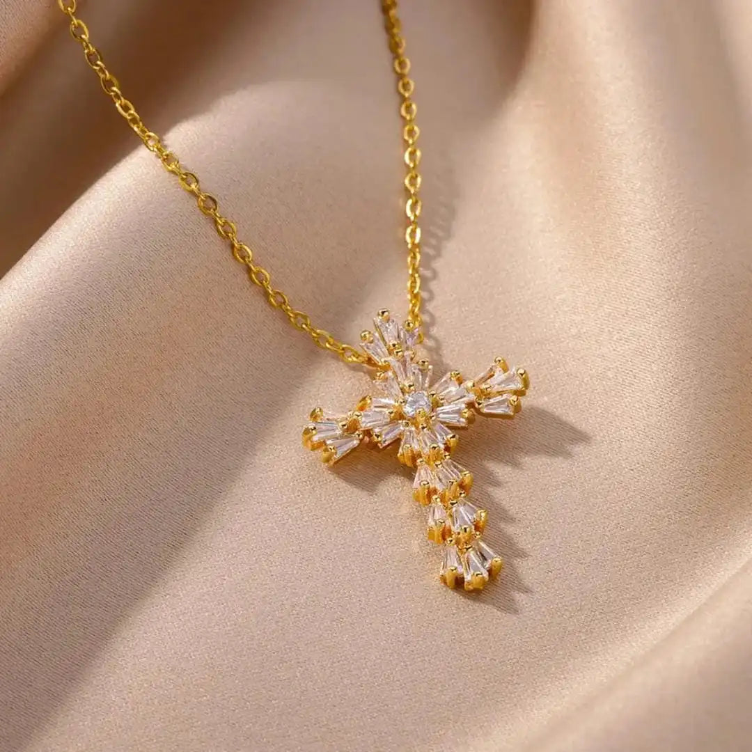 Timeless Silver Zirconium Cross Necklace