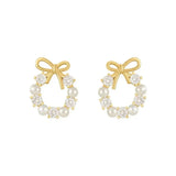 Bow-Shaped Pearl Stud Earrings