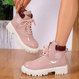 Aria - Women's patent lace-up platform ankle boot