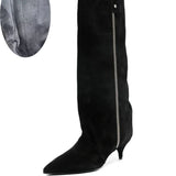 Women's Suede Kitten Heel Knee-High Boots – Roanelle