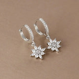 Classic Crystal Drop Earrings in Snowflake Shape