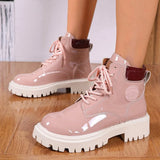 Aria - Women's patent lace-up platform ankle boot