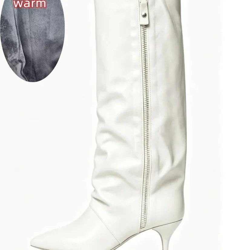 Women's Suede Kitten Heel Knee-High Boots – Roanelle