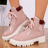 Aria - Women's patent lace-up platform ankle boot