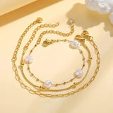Stackable Bracelet Set with Golden Beads