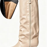 Women's Suede Kitten Heel Knee-High Boots – Roanelle