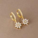 Classic Crystal Drop Earrings in Snowflake Shape