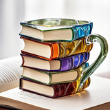 Tasse 3D artisanale avec pile de livres pour les passionnés de lecture