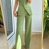 BRIA - Two-Piece Sleeveless Buttoned Ensemble