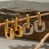 Minimalist Bicolour Oval Earrings in Gold