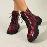 Thea - Women's waterproof patent combat boot