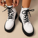 Aurora - Women's waterproof white combat boot with zip