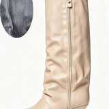 Women's Suede Kitten Heel Knee-High Boots – Roanelle