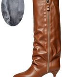 Women's Suede Kitten Heel Knee-High Boots – Roanelle
