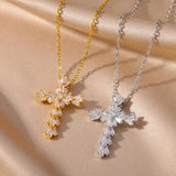 Timeless Silver Zirconium Cross Necklace