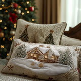 Housse de Coussin Matelassée - Cabane sous la Neige