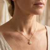 Trendy silver zircon necklace and earrings set with sunflower