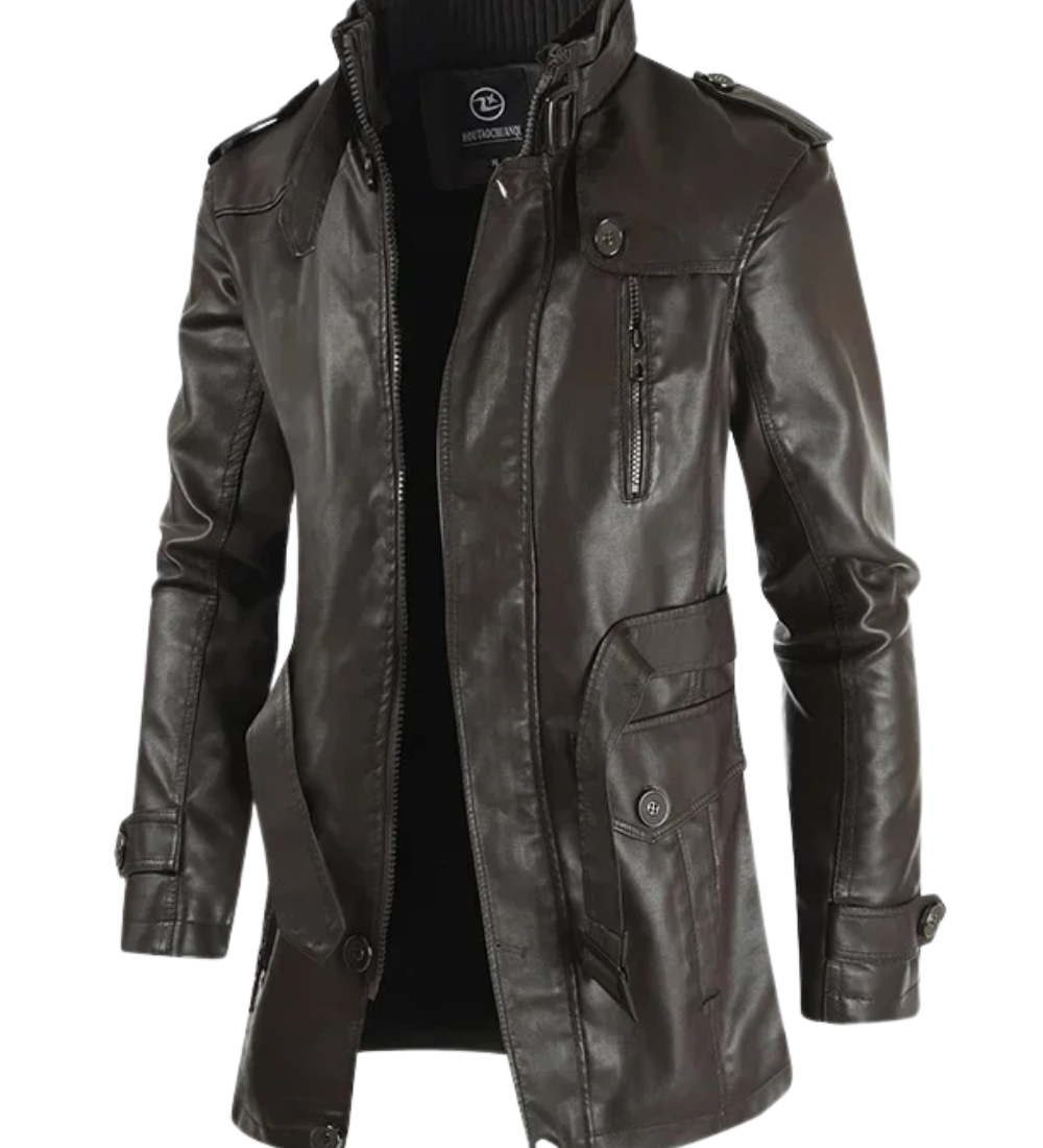 Elegant Long Leather Biker Jacket