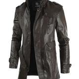Elegant Long Leather Biker Jacket