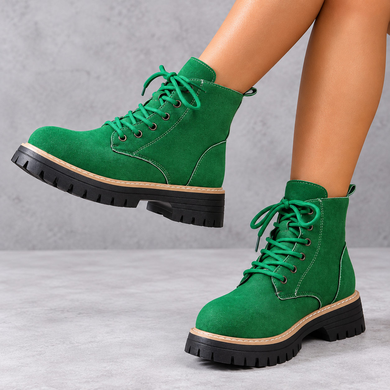 Heidi - Women's lace-up combat boot with chunky sole