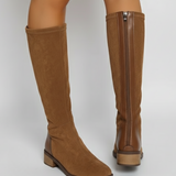 Women's Suede-Look Knee-High Block Heel Boots – Camilla