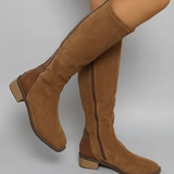 Women's Suede-Look Knee-High Block Heel Boots – Camilla