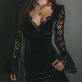 Mélanie | Mini Dress in Velvet & Lace Luna