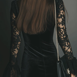 Mélanie | Mini Dress in Velvet & Lace Luna