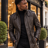 Elegant Long Leather Biker Jacket