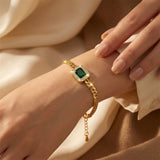 Emerald Gold Chain Bracelet