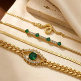 Golden Emerald Bracelet Set